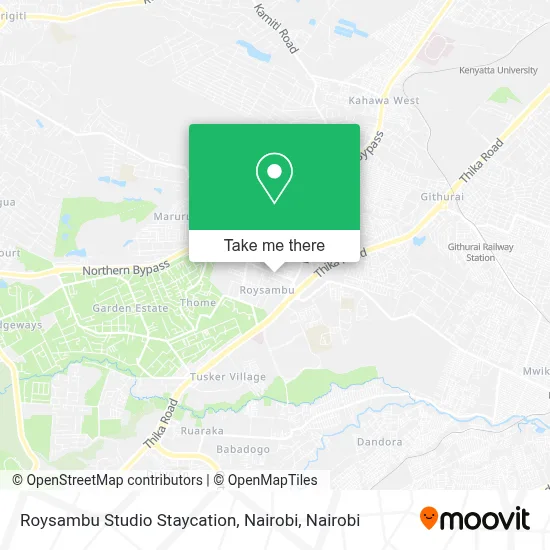 Roysambu Studio Staycation, Nairobi map