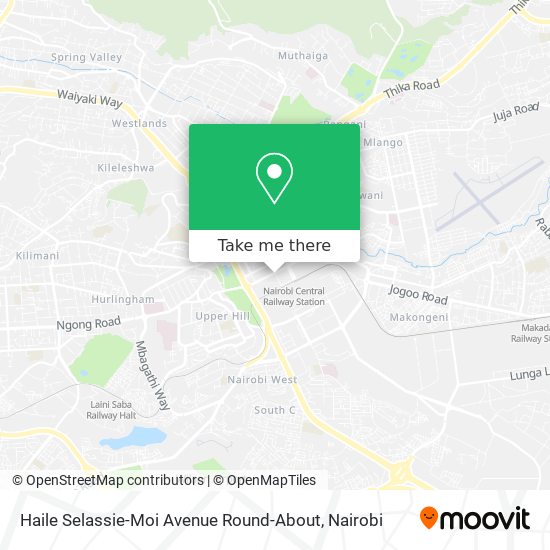 Haile Selassie-Moi Avenue Round-About map