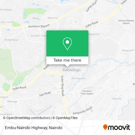 Embu-Nairobi Highway map