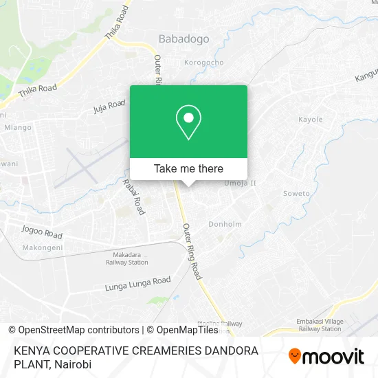 KENYA COOPERATIVE CREAMERIES DANDORA PLANT map