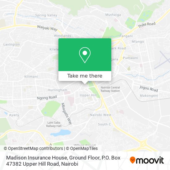 Madison Insurance House, Ground Floor, P.O. Box 47382 Upper Hill Road map