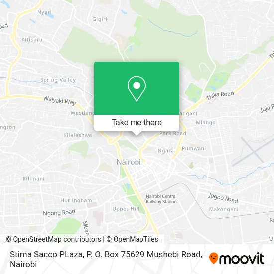 Stima Sacco PLaza, P. O. Box 75629 Mushebi Road map