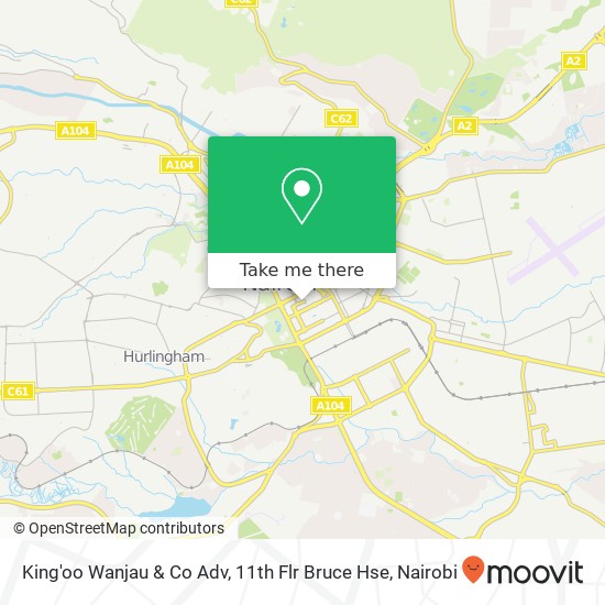 King'oo Wanjau & Co Adv, 11th Flr Bruce Hse map