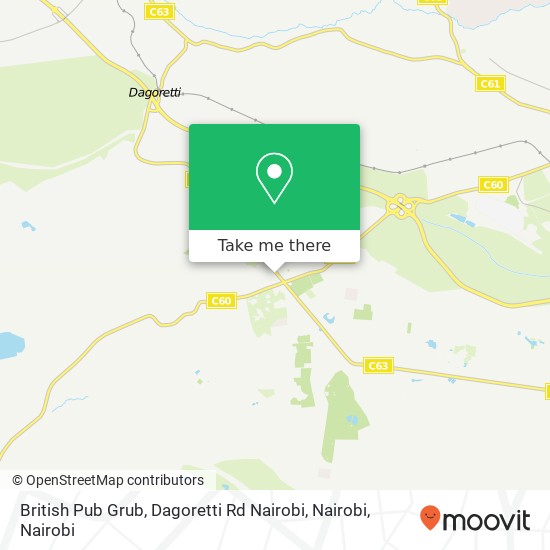 British Pub Grub, Dagoretti Rd Nairobi, Nairobi map