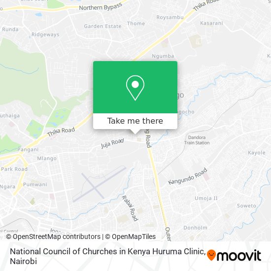 National Council of Churches in Kenya Huruma Clinic map