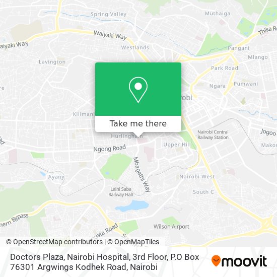 Doctors Plaza, Nairobi Hospital, 3rd Floor, P.O Box 76301 Argwings Kodhek Road map