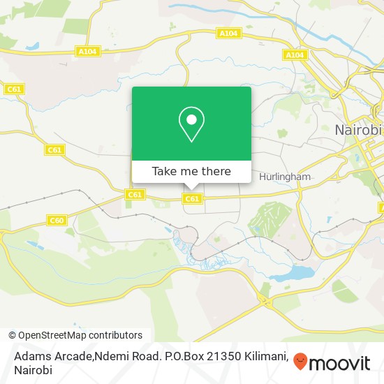 Adams Arcade,Ndemi Road. P.O.Box 21350 Kilimani map