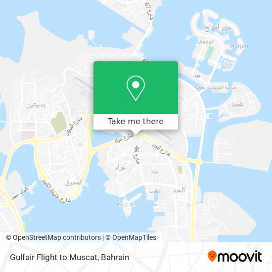 Gulfair Flight to Muscat map