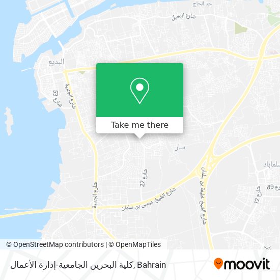 كلية البحرين الجامعية-إدارة الأعمال map