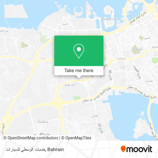 خدمات الوسطي للسيارات map
