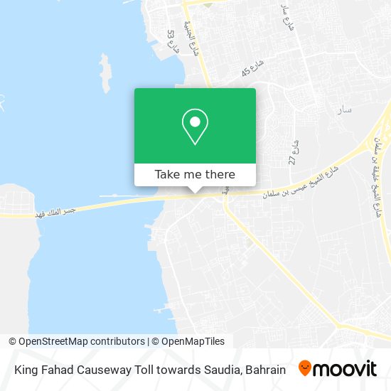 King Fahad Causeway Toll towards Saudia map