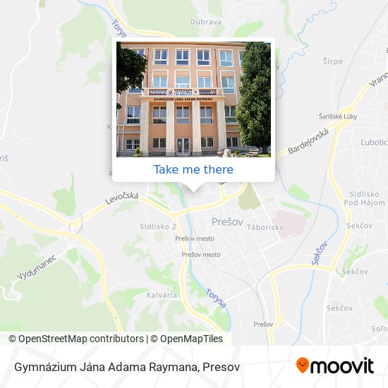 Gymnázium Jána Adama Raymana map