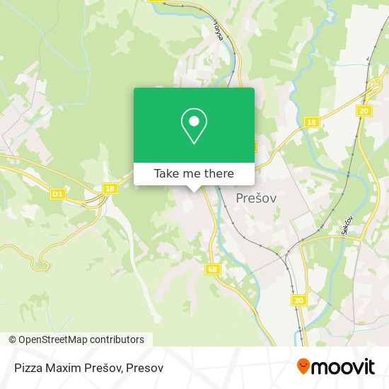 Pizza Maxim Prešov map