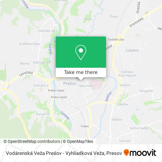 Vodárenská Veža Prešov - Vyhliadková Veža map