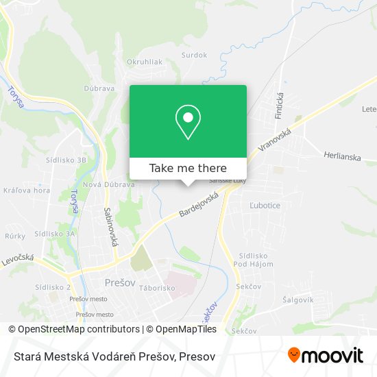 Stará Mestská Vodáreň Prešov map