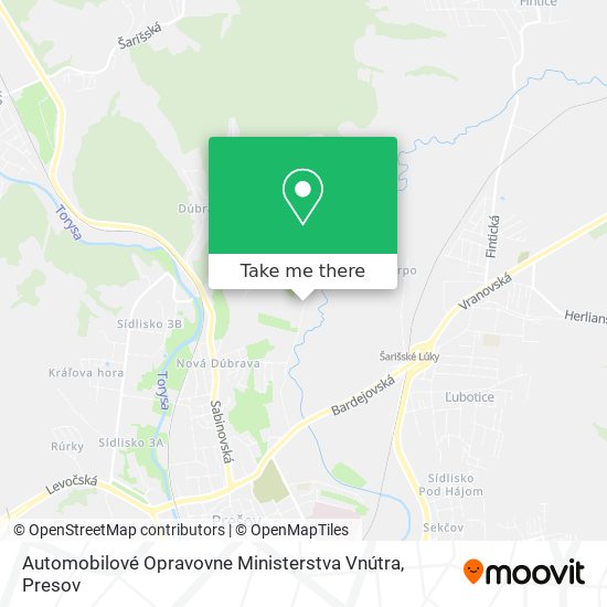 Automobilové Opravovne Ministerstva Vnútra map