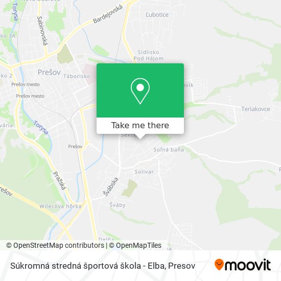 Súkromná stredná športová škola - Elba map