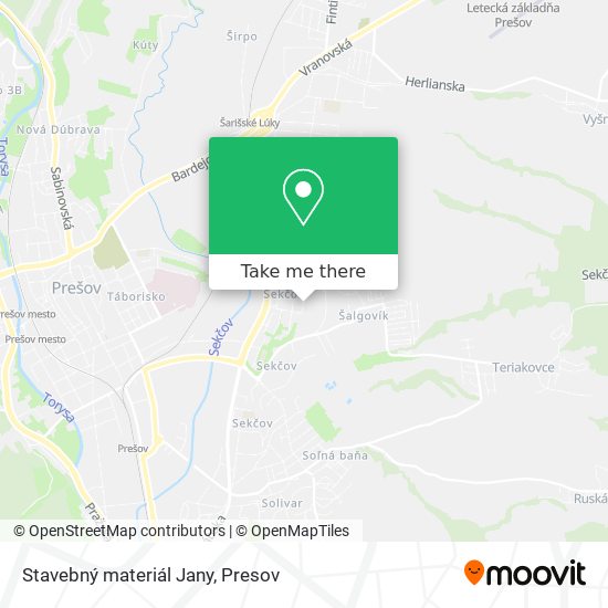 Stavebný materiál Jany map