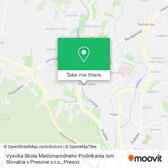 Vysoka Skola Medzinarodneho Podnikania Ism Slovakia v Presove s.r.o. map