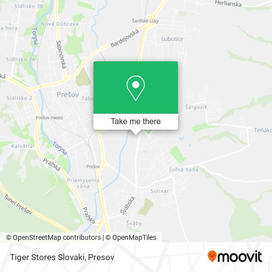 Tiger Stores Slovaki map