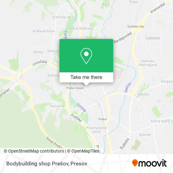 Bodybuilding shop Prešov map