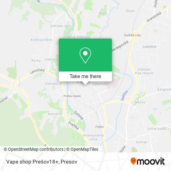 Vape shop Prešov18+ map