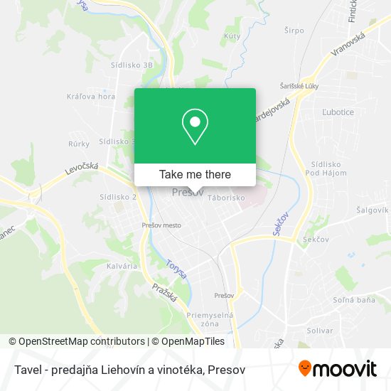 Tavel - predajňa Liehovín a vinotéka map