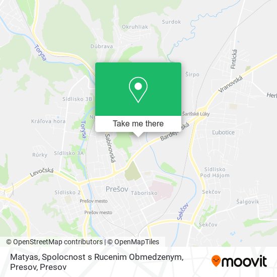 Matyas, Spolocnost s Rucenim Obmedzenym, Presov map