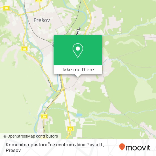 Komunitno-pastoračné centrum Jána Pavla II. map