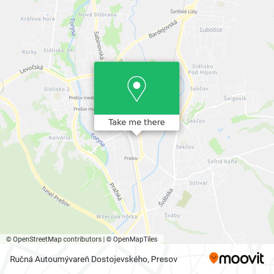 Ručná Autoumývareň Dostojevského map