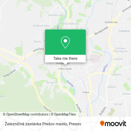 Železničná zastávka Prešov mesto map