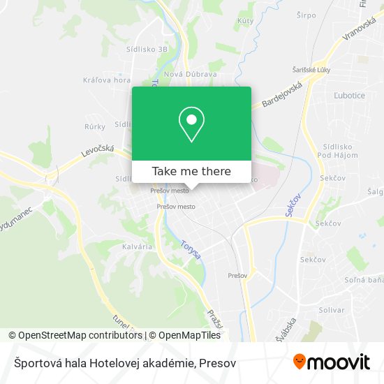 Športová hala Hotelovej akadémie map