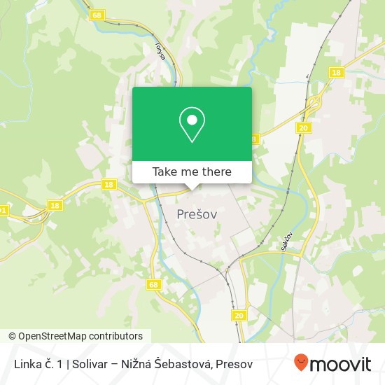 Linka č. 1 | Solivar – Nižná Šebastová map