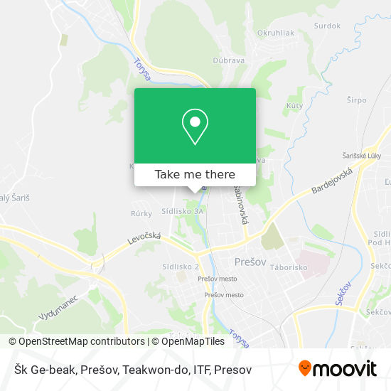 Šk Ge-beak, Prešov, Teakwon-do, ITF map