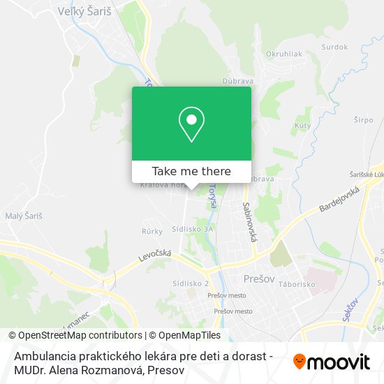 Ambulancia praktického lekára pre deti a dorast - MUDr. Alena Rozmanová map