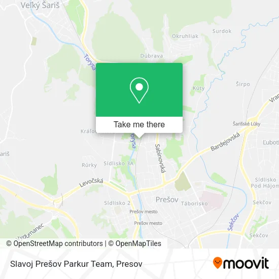 Slavoj Prešov Parkur Team map