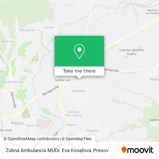 Zubná Ambulancia MUDr. Eva Kovaľová map