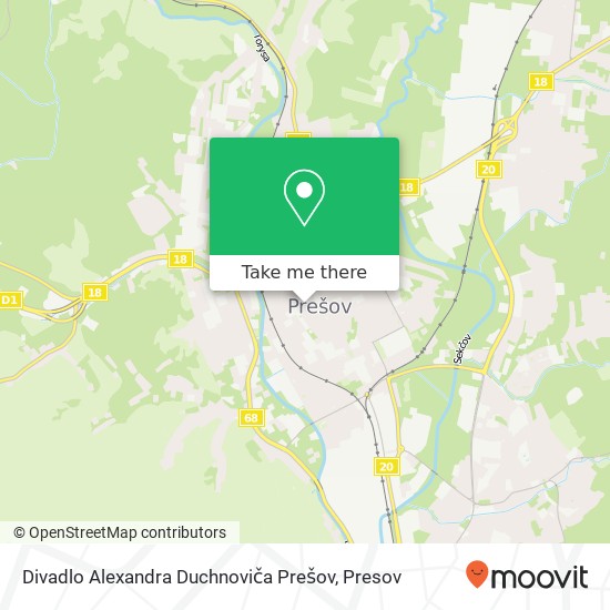 Divadlo Alexandra Duchnoviča Prešov map