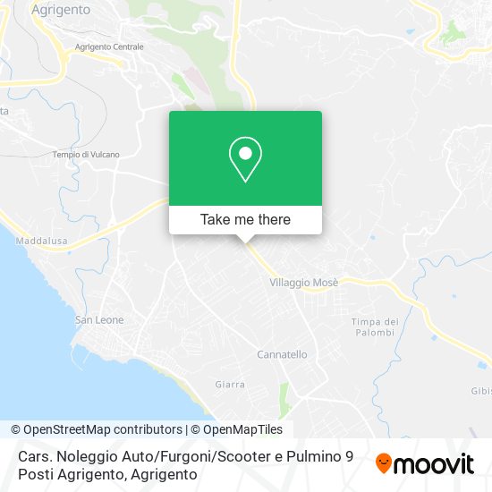 Cars. Noleggio Auto / Furgoni / Scooter e Pulmino 9 Posti Agrigento map