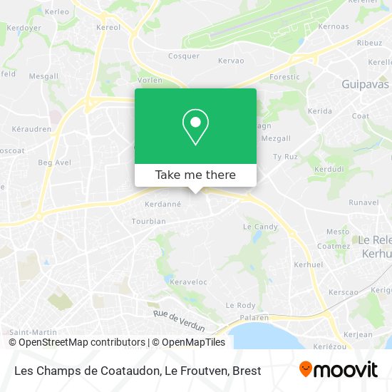 Mapa Les Champs de Coataudon, Le Froutven