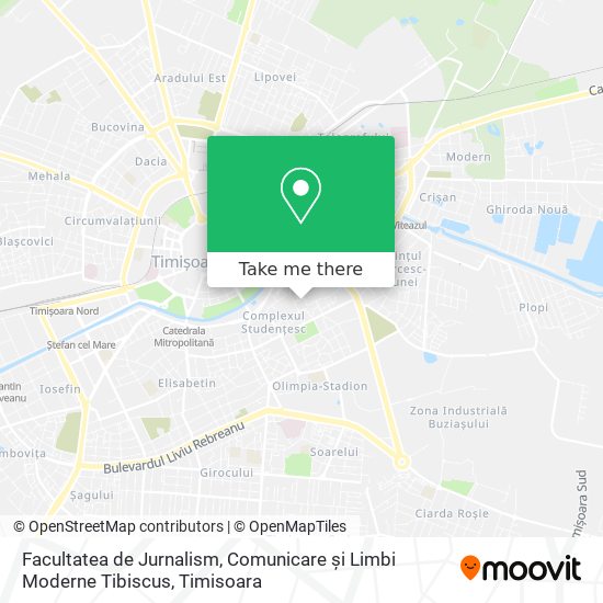Facultatea de Jurnalism, Comunicare și Limbi Moderne Tibiscus map