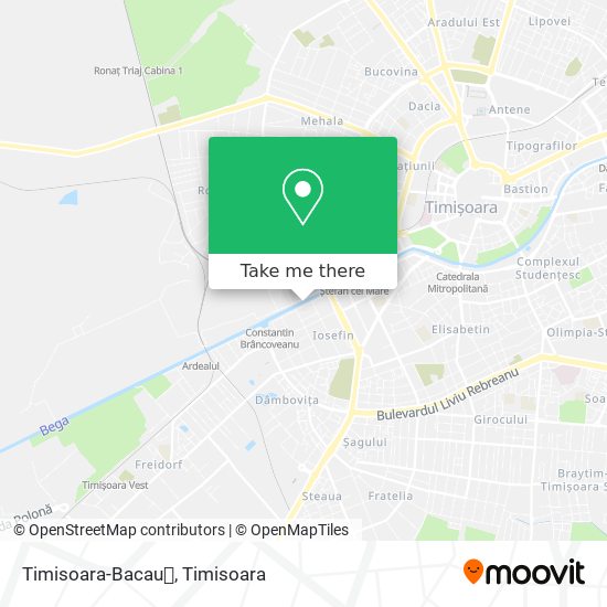 Timisoara-Bacau map