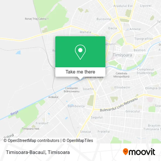 Timisoara-Bacau map