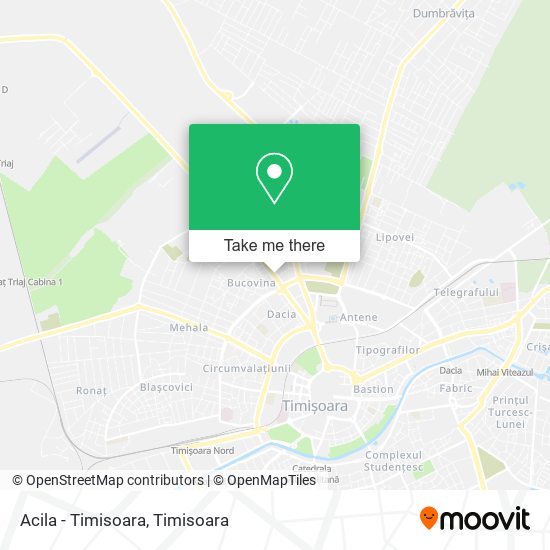 Acila - Timisoara map
