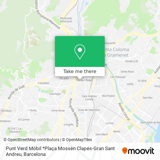 mapa Punt Verd Mòbil *Plaça Mossèn Clapés-Gran Sant Andreu