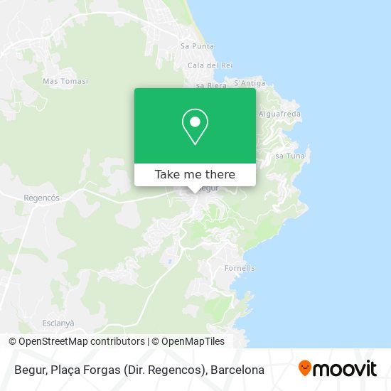 mapa Begur, Plaça Forgas (Dir. Regencos)