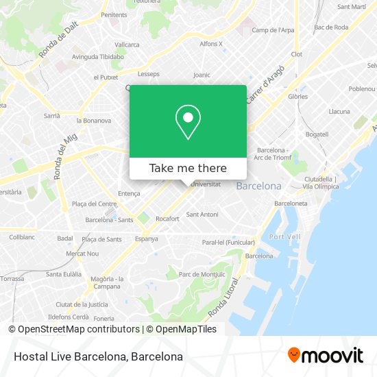mapa Hostal Live Barcelona