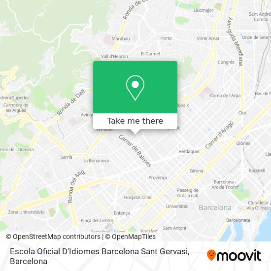 Escola Oficial D'Idiomes Barcelona Sant Gervasi map