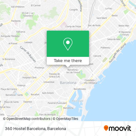 360 Hostel Barcelona map