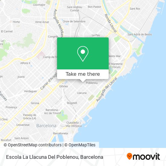 mapa Escola La Llacuna Del Poblenou